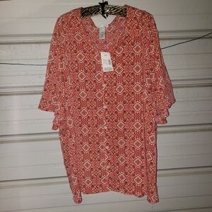 4X Plus Size Catherines blouse new! Women's top shirt red orange 30/32